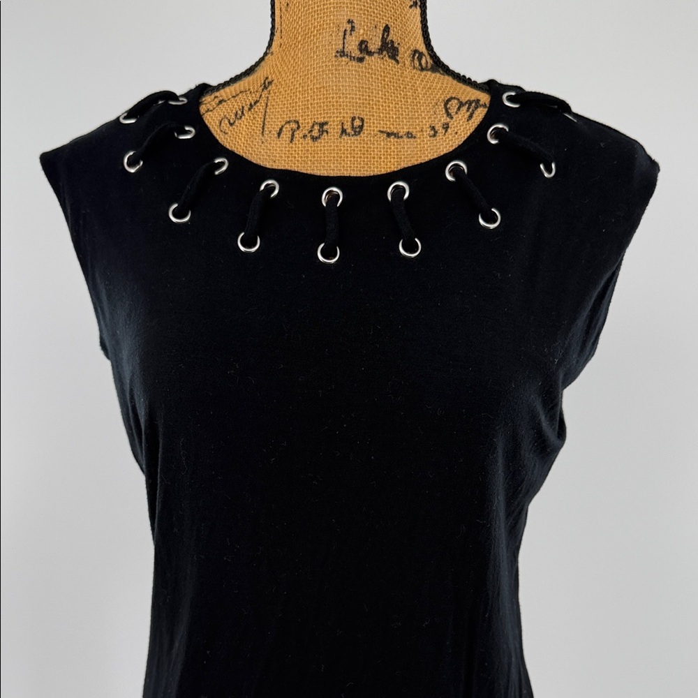 INC Black Eyelet Detail Sleeveless Top